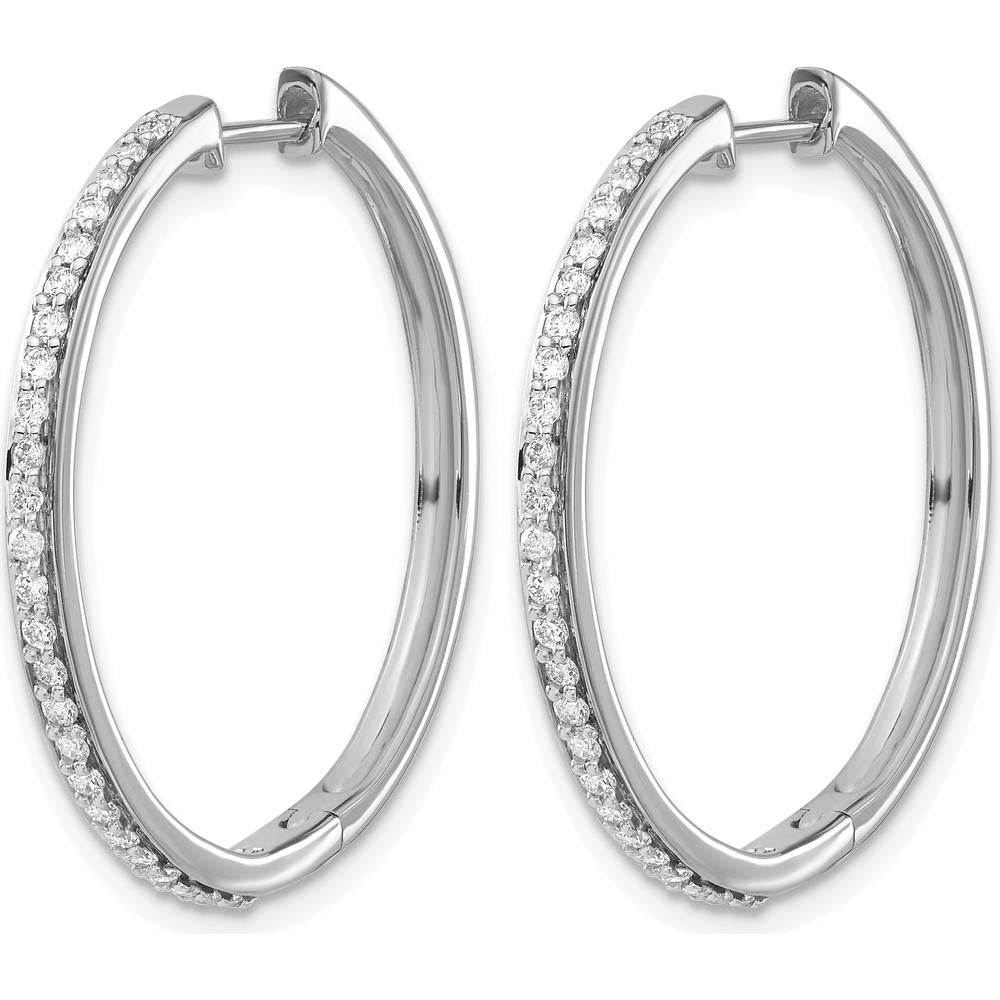 14K White Gold Diamond Hinged Hoop Earrings - 0.01 Carat Total Diamond Weight by Monteluci Fine Jewelry