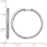 14K White Gold Diamond Hinged Hoop Earrings - 0.01 Carat Total Diamond Weight by Monteluci Fine Jewelry