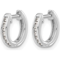 14K White Gold Diamond Hinged Hoop Earrings - 0.01 Carat Total Diamond Weight by Monteluci Fine Jewelry