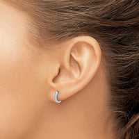 14K White Gold Diamond Hinged Hoop Earrings - 0.01 Carat Total Diamond Weight by Monteluci Fine Jewelry