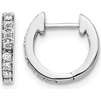 14K White Gold Diamond Hinged Hoop Earrings - 0.01 Carat Total Diamond Weight by Monteluci Fine Jewelry