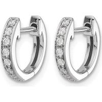 14K White Gold Diamond Hinged Hoop Earrings - 0.01 Carat Total Diamond Weight by Monteluci Fine Jewelry