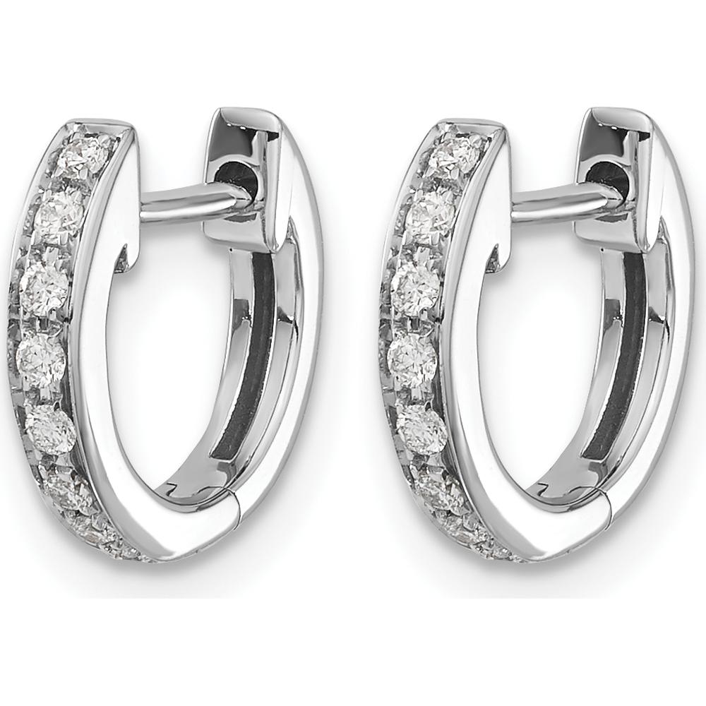 14K White Gold Diamond Hinged Hoop Earrings - 0.01 Carat Total Diamond Weight by Monteluci Fine Jewelry