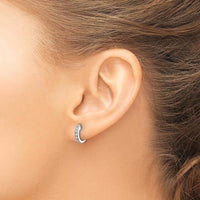 14K White Gold Diamond Hinged Hoop Earrings - 0.01 Carat Total Diamond Weight by Monteluci Fine Jewelry