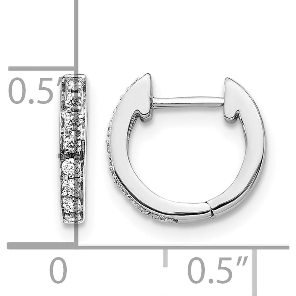 14K White Gold Diamond Hinged Hoop Earrings - 0.01 Carat Total Diamond Weight by Monteluci Fine Jewelry