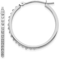 14K White Gold Diamond Hinged Hoop Earrings - 0.01 Carats Total Diamond Weight by Monteluci Fine Jewelry
