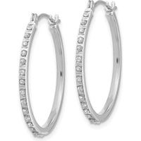 14K White Gold Diamond Hinged Hoop Earrings - 0.01 Carats Total Diamond Weight by Monteluci Fine Jewelry