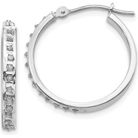 14K White Gold Diamond Hinged Hoop Earrings - 0.010 Carats Total Diamond Weight by Monteluci Fine Jewelry