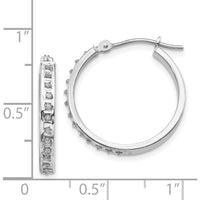14K White Gold Diamond Hinged Hoop Earrings - 0.010 Carats Total Diamond Weight by Monteluci Fine Jewelry
