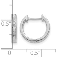 14K White Gold Diamond Hinged Hoop Earrings - 0.0135 Carat Total Diamond Weight by Monteluci Fine Jewelry