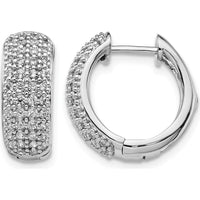 14K White Gold Diamond Hinged Hoop Earrings - 0.0143 Carat Total Diamond Weight by Monteluci Fine Jewelry