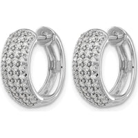 14K White Gold Diamond Hinged Hoop Earrings - 0.0143 Carat Total Diamond Weight by Monteluci Fine Jewelry