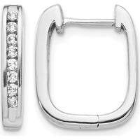 14K White Gold Diamond Hinged Hoop Earrings - 0.015 Carat Total Diamond Weight by Monteluci Fine Jewelry