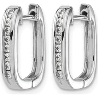 14K White Gold Diamond Hinged Hoop Earrings - 0.015 Carat Total Diamond Weight by Monteluci Fine Jewelry