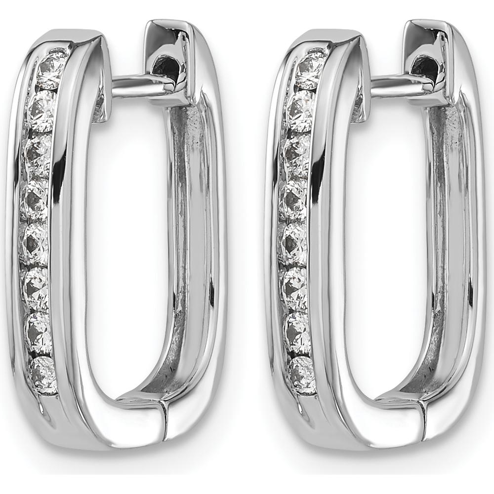 14K White Gold Diamond Hinged Hoop Earrings - 0.015 Carat Total Diamond Weight by Monteluci Fine Jewelry