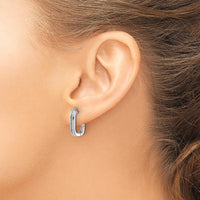 14K White Gold Diamond Hinged Hoop Earrings - 0.015 Carat Total Diamond Weight by Monteluci Fine Jewelry