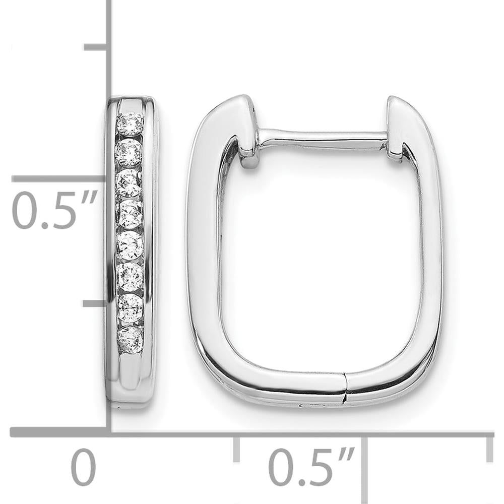 14K White Gold Diamond Hinged Hoop Earrings - 0.015 Carat Total Diamond Weight by Monteluci Fine Jewelry