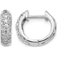 14K White Gold Diamond Hinged Hoop Earrings - 0.015 Carat Total Diamond Weight by Monteluci Fine Jewelry