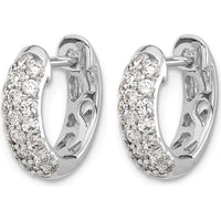 14K White Gold Diamond Hinged Hoop Earrings - 0.015 Carat Total Diamond Weight by Monteluci Fine Jewelry
