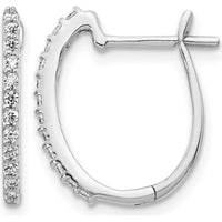 14K White Gold Diamond Hinged Hoop Earrings - 0.018 Carat Total Diamond Weight by Monteluci Fine Jewelry