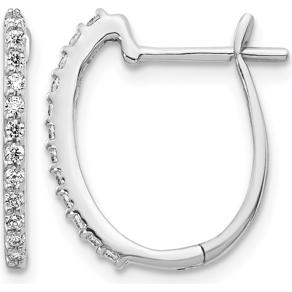14K White Gold Diamond Hinged Hoop Earrings - 0.018 Carat Total Diamond Weight by Monteluci Fine Jewelry