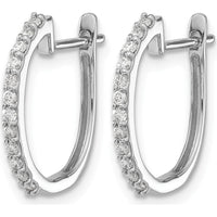 14K White Gold Diamond Hinged Hoop Earrings - 0.018 Carat Total Diamond Weight by Monteluci Fine Jewelry