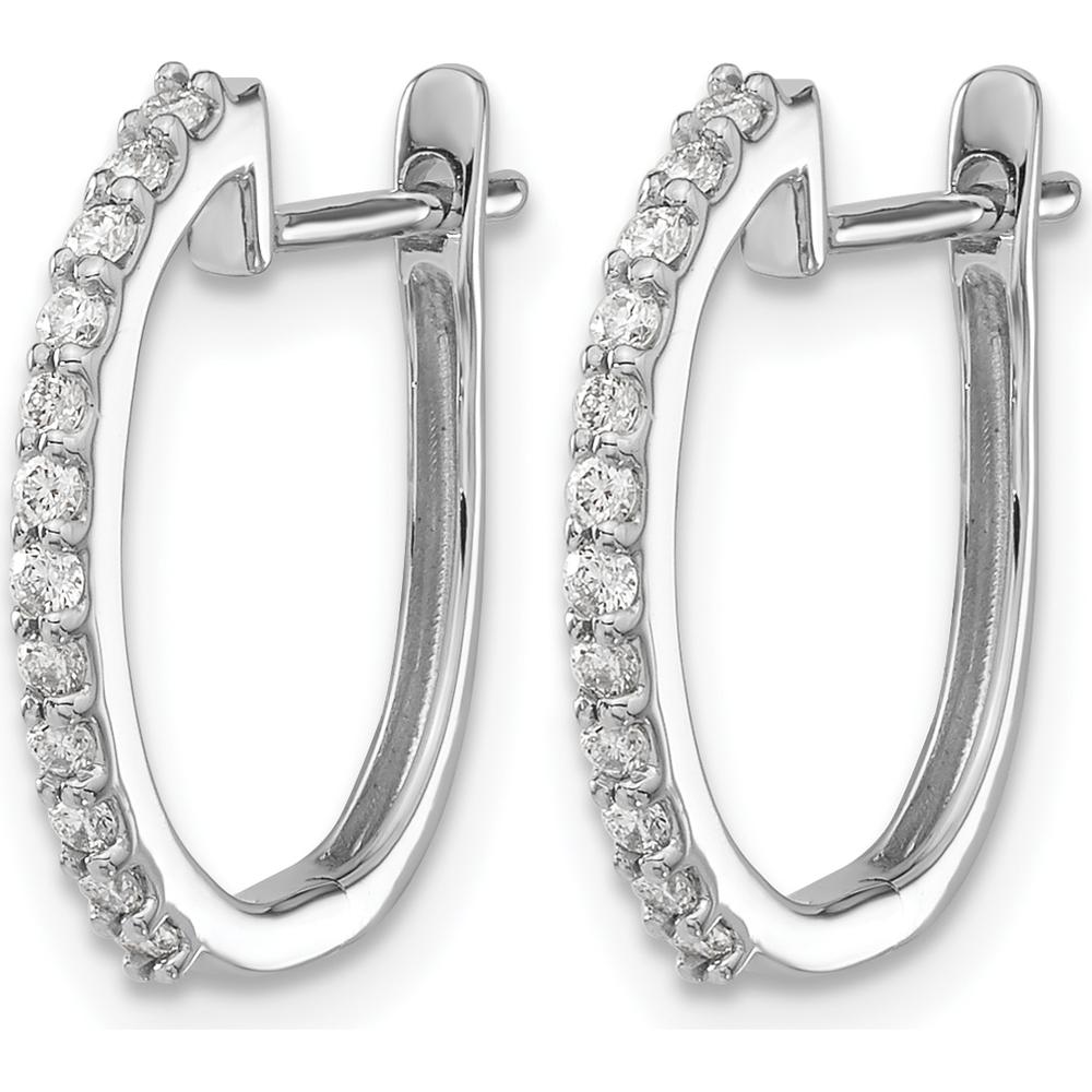 14K White Gold Diamond Hinged Hoop Earrings - 0.018 Carat Total Diamond Weight by Monteluci Fine Jewelry
