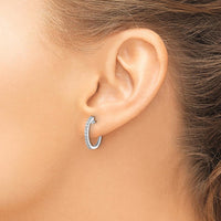 14K White Gold Diamond Hinged Hoop Earrings - 0.018 Carat Total Diamond Weight by Monteluci Fine Jewelry