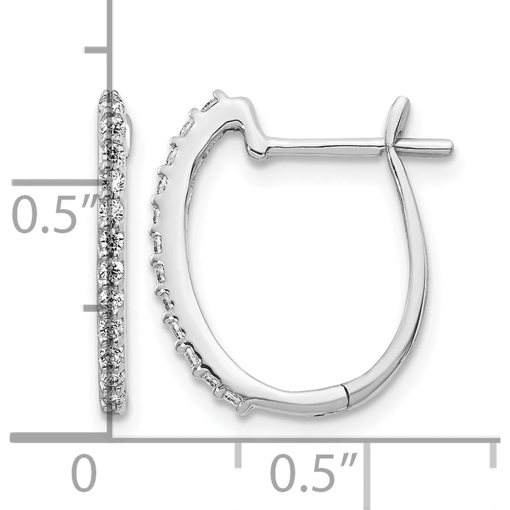 14K White Gold Diamond Hinged Hoop Earrings - 0.018 Carat Total Diamond Weight by Monteluci Fine Jewelry