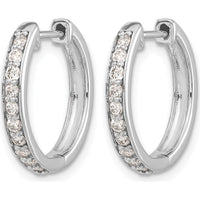 14K White Gold Diamond Hinged Hoop Earrings - 0.02 Carat Total Diamond Weight by Monteluci Fine Jewelry