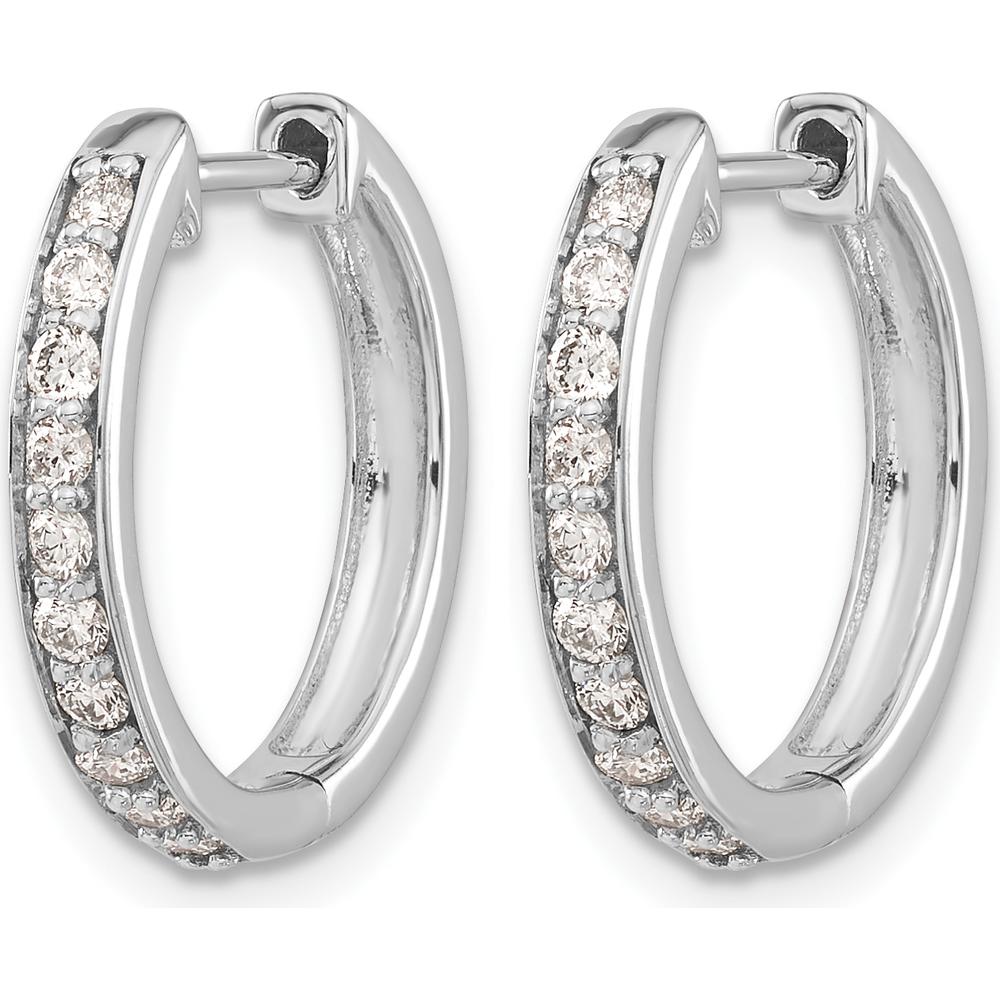 14K White Gold Diamond Hinged Hoop Earrings - 0.02 Carat Total Diamond Weight by Monteluci Fine Jewelry
