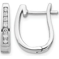 14K White Gold Diamond Hinged Hoop Earrings - 0.022 Carat Total Diamond Weight by Monteluci Fine Jewelry