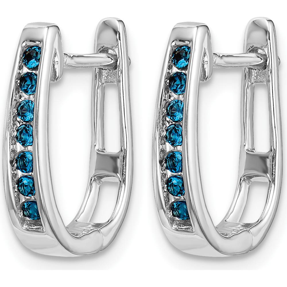 14K White Gold Diamond Hinged Hoop Earrings - 0.022 Carat Total Diamond Weight by Monteluci Fine Jewelry