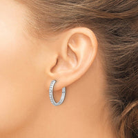 14K White Gold Diamond Hinged Hoop Earrings - 0.0225 Carat Total Diamond Weight by Monteluci Fine Jewelry