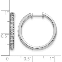 14K White Gold Diamond Hinged Hoop Earrings - 0.0225 Carat Total Diamond Weight by Monteluci Fine Jewelry