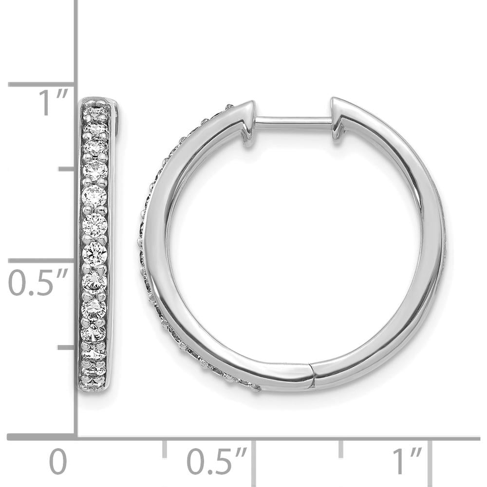 14K White Gold Diamond Hinged Hoop Earrings - 0.0225 Carat Total Diamond Weight by Monteluci Fine Jewelry