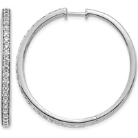 14K White Gold Diamond Hinged Hoop Earrings - 0.025 Carat Total Diamond Weight by Monteluci Fine Jewelry