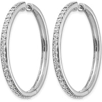 14K White Gold Diamond Hinged Hoop Earrings - 0.025 Carat Total Diamond Weight by Monteluci Fine Jewelry
