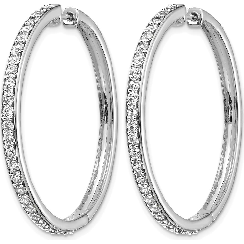 14K White Gold Diamond Hinged Hoop Earrings - 0.025 Carat Total Diamond Weight by Monteluci Fine Jewelry