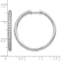 14K White Gold Diamond Hinged Hoop Earrings - 0.03 Carat Total Diamond Weight by Monteluci Fine Jewelry