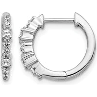 14K White Gold Diamond Hinged Hoop Earrings - 0.035 Carat Square & 0.01 Carat Round Diamond Total Weight by Monteluci Fine Jewelry