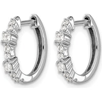 14K White Gold Diamond Hinged Hoop Earrings - 0.035 Carat Square & 0.01 Carat Round Diamond Total Weight by Monteluci Fine Jewelry