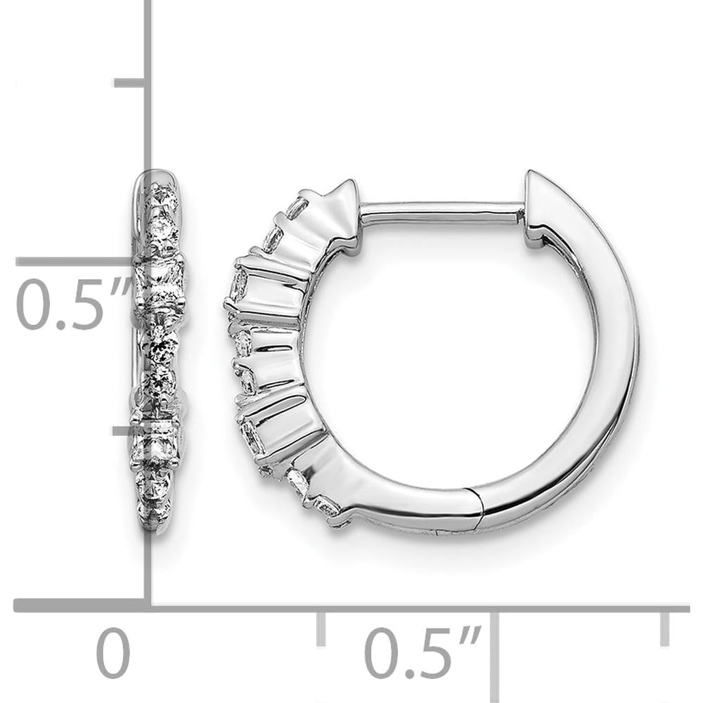 14K White Gold Diamond Hinged Hoop Earrings - 0.035 Carat Square & 0.01 Carat Round Diamond Total Weight by Monteluci Fine Jewelry