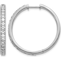 14K White Gold Diamond Hinged Hoop Earrings - 0.035 Carat Total Diamond Weight by Monteluci Fine Jewelry