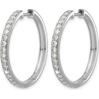 14K White Gold Diamond Hinged Hoop Earrings - 0.035 Carat Total Diamond Weight by Monteluci Fine Jewelry