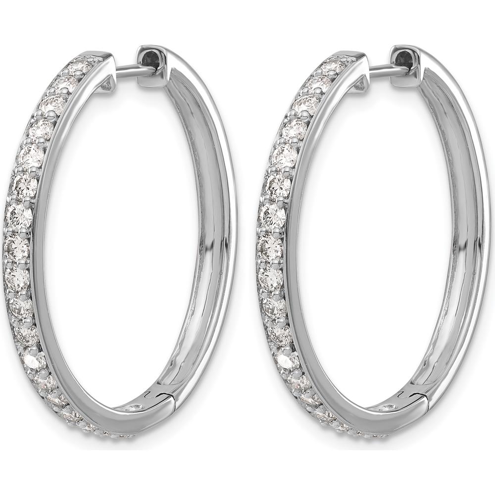14K White Gold Diamond Hinged Hoop Earrings - 0.035 Carat Total Diamond Weight by Monteluci Fine Jewelry