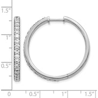 14K White Gold Diamond Hinged Hoop Earrings - 0.035 Carat Total Diamond Weight by Monteluci Fine Jewelry