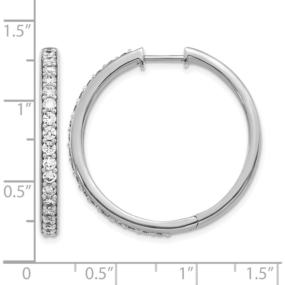 14K White Gold Diamond Hinged Hoop Earrings - 0.035 Carat Total Diamond Weight by Monteluci Fine Jewelry