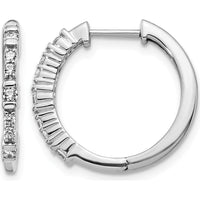 14K White Gold Diamond Hinged Hoop Earrings - 0.037 Carat Total Diamond Weight by Monteluci Fine Jewelry