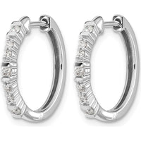 14K White Gold Diamond Hinged Hoop Earrings - 0.037 Carat Total Diamond Weight by Monteluci Fine Jewelry